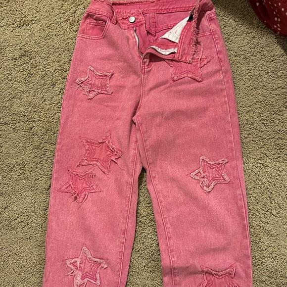 SHEIN Pants - SHEIN pink star jeans